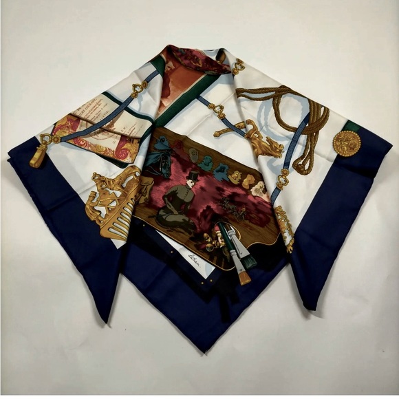 Hermes scarf Carre 90 Navy Blue Silk100% - Picture 3 of 7